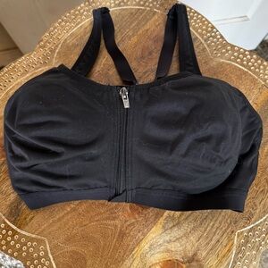 Victoria Sport Black Sports Bra Front Closure Zip Workout Lifting Busty Support